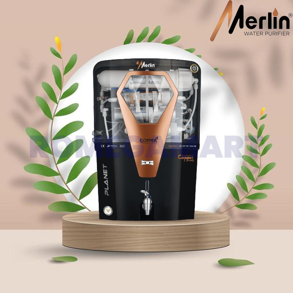 Merlin Planet Copper Black Color Water Purifier 12 Liter Storage ABS Plastic - Crystal Impex