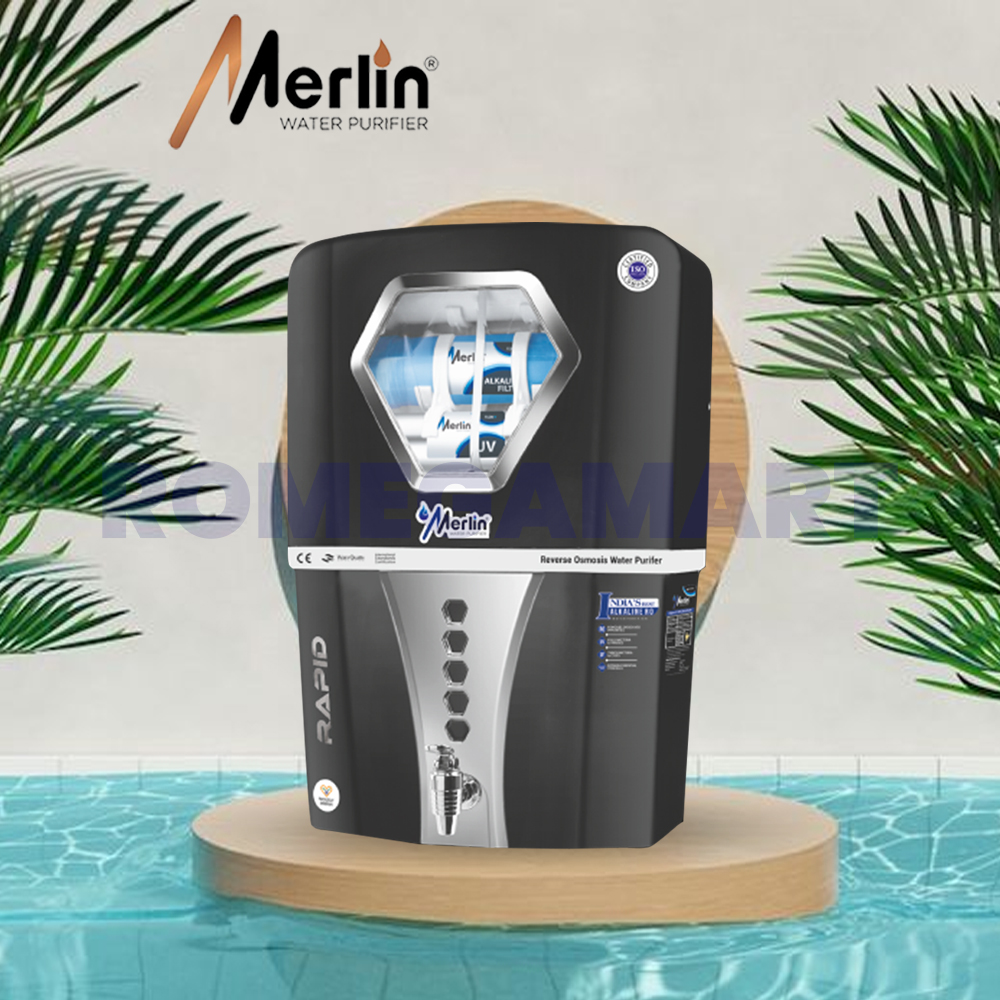 Merlin Rapid Black Color Water Purifier 12 Liter Storage 5 Purification Stages - Crystal Impex