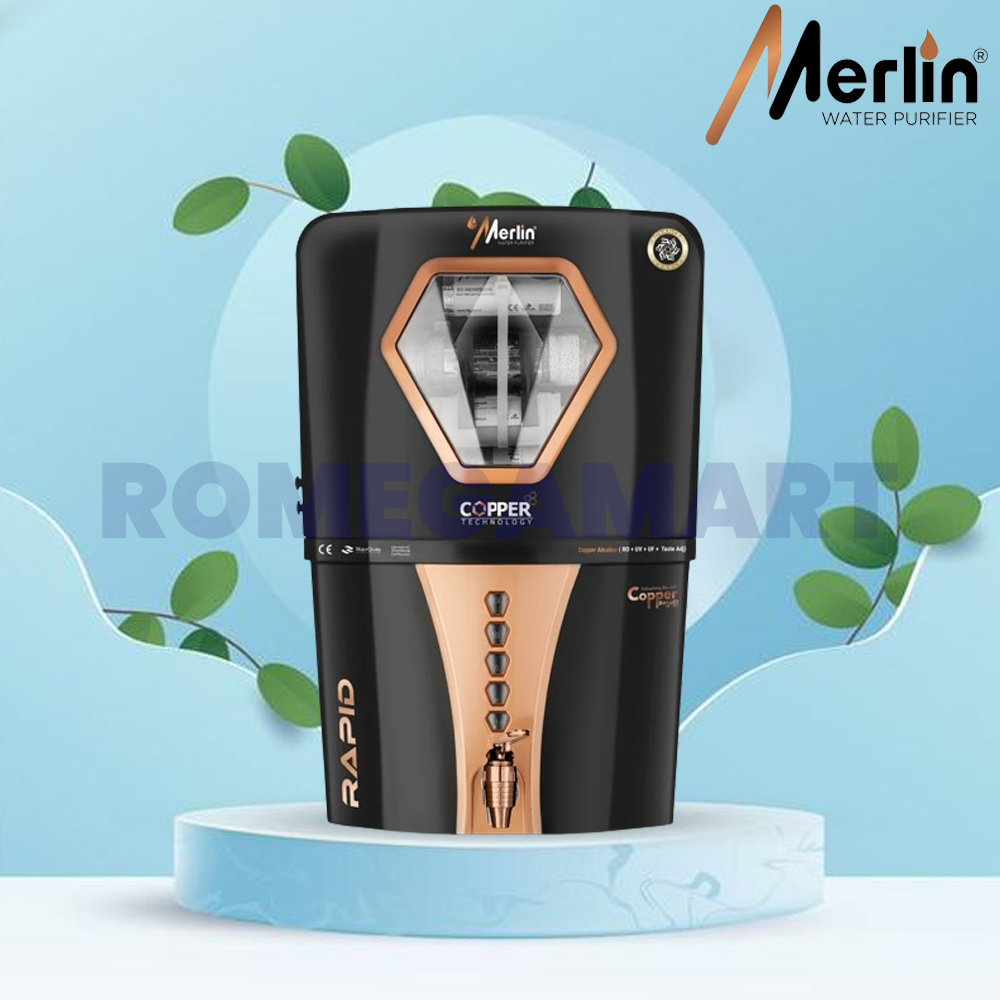 Merlin Rapid Copper Black Color Water Purifier 12 Liter Storage 220V - Crystal Impex