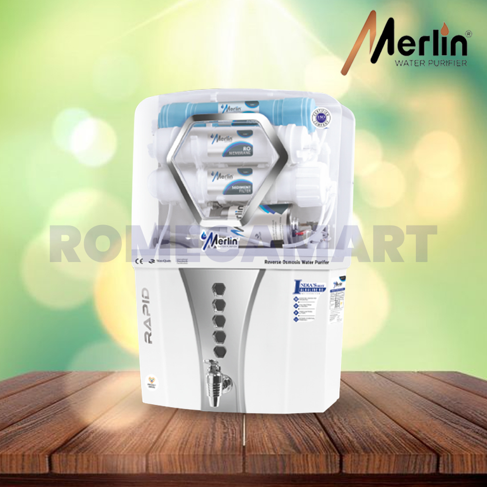 Merlin Rapid Transparent Water Purifier White Color 12 Liter Storage Food Grade ABS Plastic - Crystal Impex