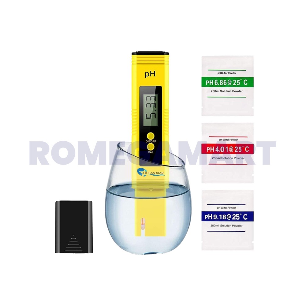 OCEAN STAR PH Meter For Water Hydroponics Digital PH Tester Pen 0 01 High Accuracy Yellow Color - OCEAN STAR TECHNOLOGIES PRIVATE LIMITED