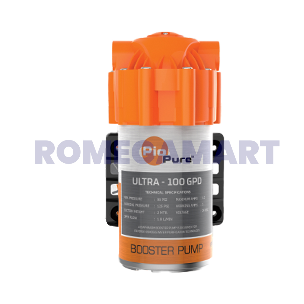 Pio Pure Ultra 100 GPD Booster Pump Orange Color Suitable For All Domestic RO - Basil Sweet Water Private Limited