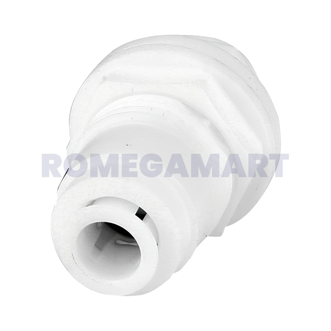 RO Bulk Head Connector White Color PVC Material For All Domestic Ro - Jet Aqua