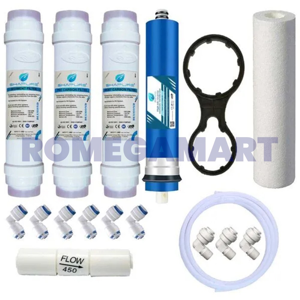 Shapure Yearly RO Filters Kit With Membrane Works Upto 2500 TDS For All Domestic Ro - Sha Traders