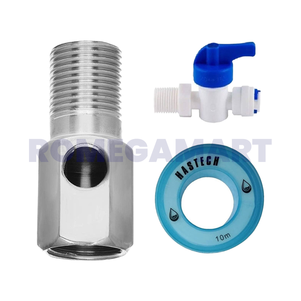 UWEK Plastic Inlet Valve Connector 1/4 Inch RO Diverter Valve Set With Teflon Tape Suitable For Domestic RO - CO ORBITAL INDIA