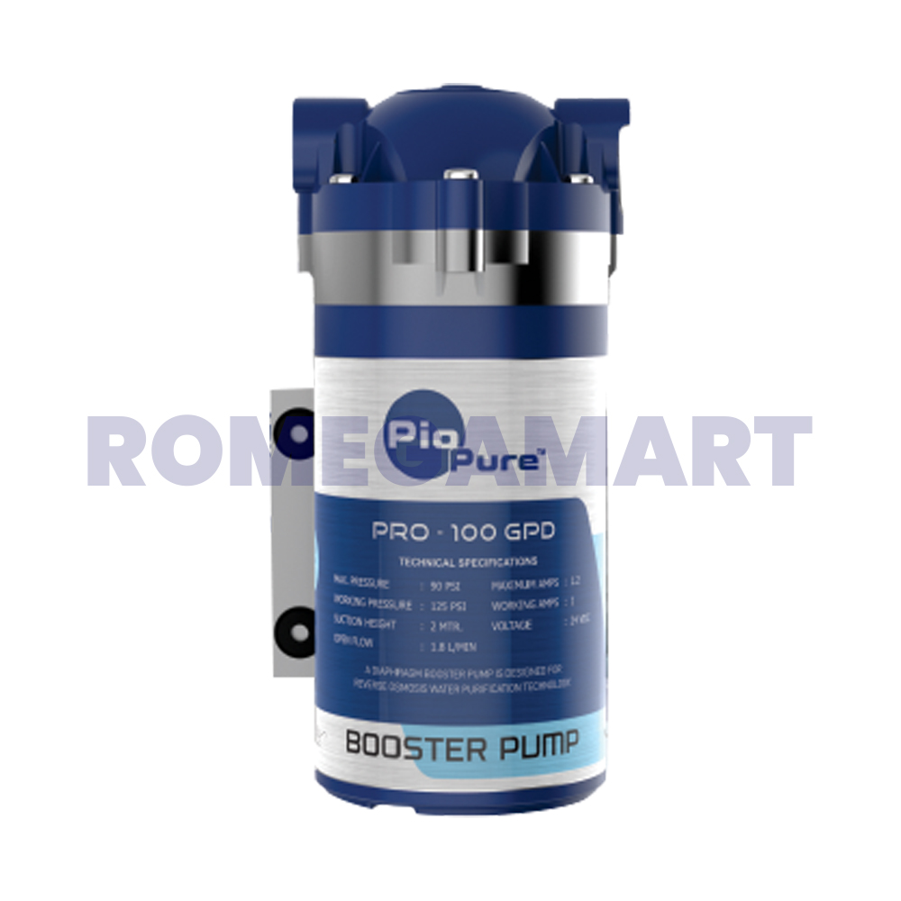 Pio Pure 100 GPD Booster Pump Pro Blue Color Suitable For All Types Of Domestic RO - Basil Sweet Water Private Limited