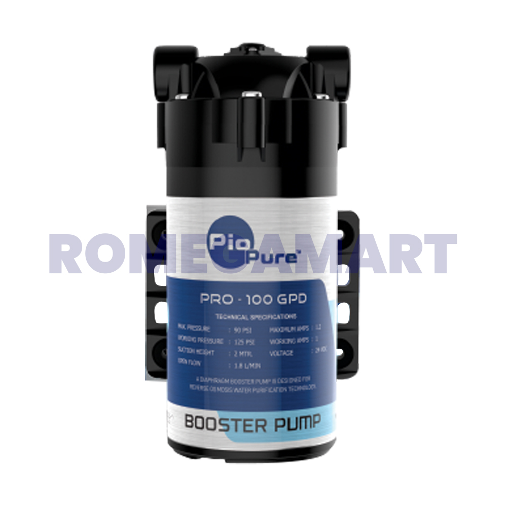 Pio Pure 100 GPD Booster Pump Pro Black Color Suitable For All Types Of Domestic RO - Basil Sweet Water Private Limited